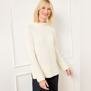 NWT Talbots Funnel Roll Neck Sweater Cotton Ivory